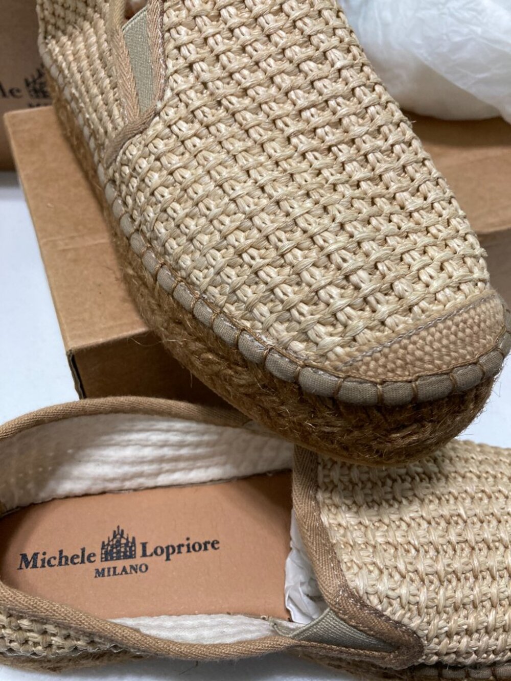 NWBox Michele Lopriore Milano Vanessa Spadrille Shoes Platform Raffia Luxury 38 - Picture 13 of 16